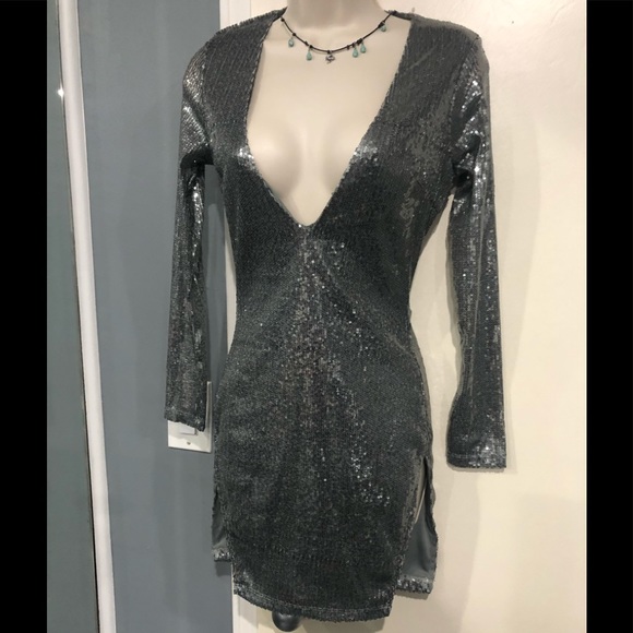 Honey Bum Silver Dime Piece Mini Dress size small - Picture 7 of 13